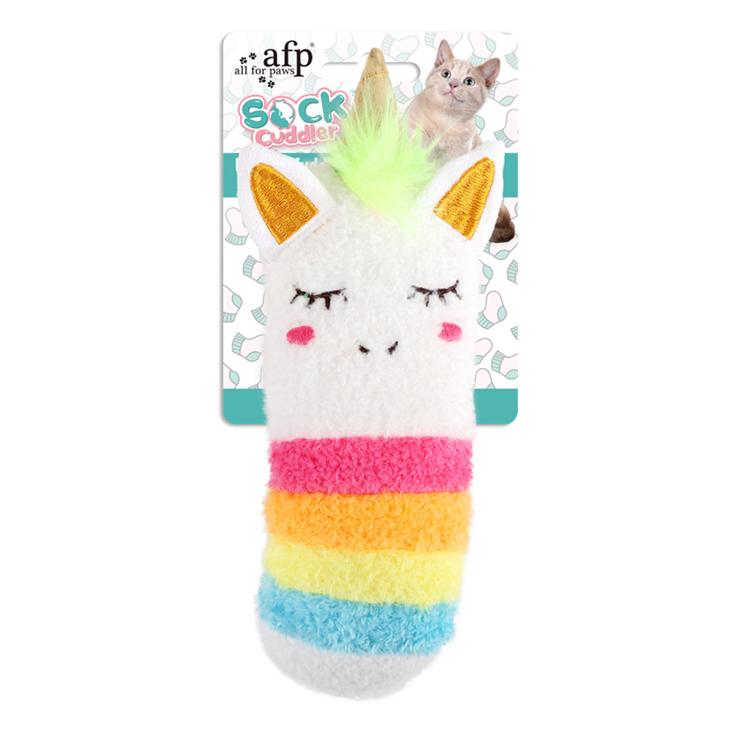 All For Paws Unicorn Sock Cuddler Cat Toy Petdirect