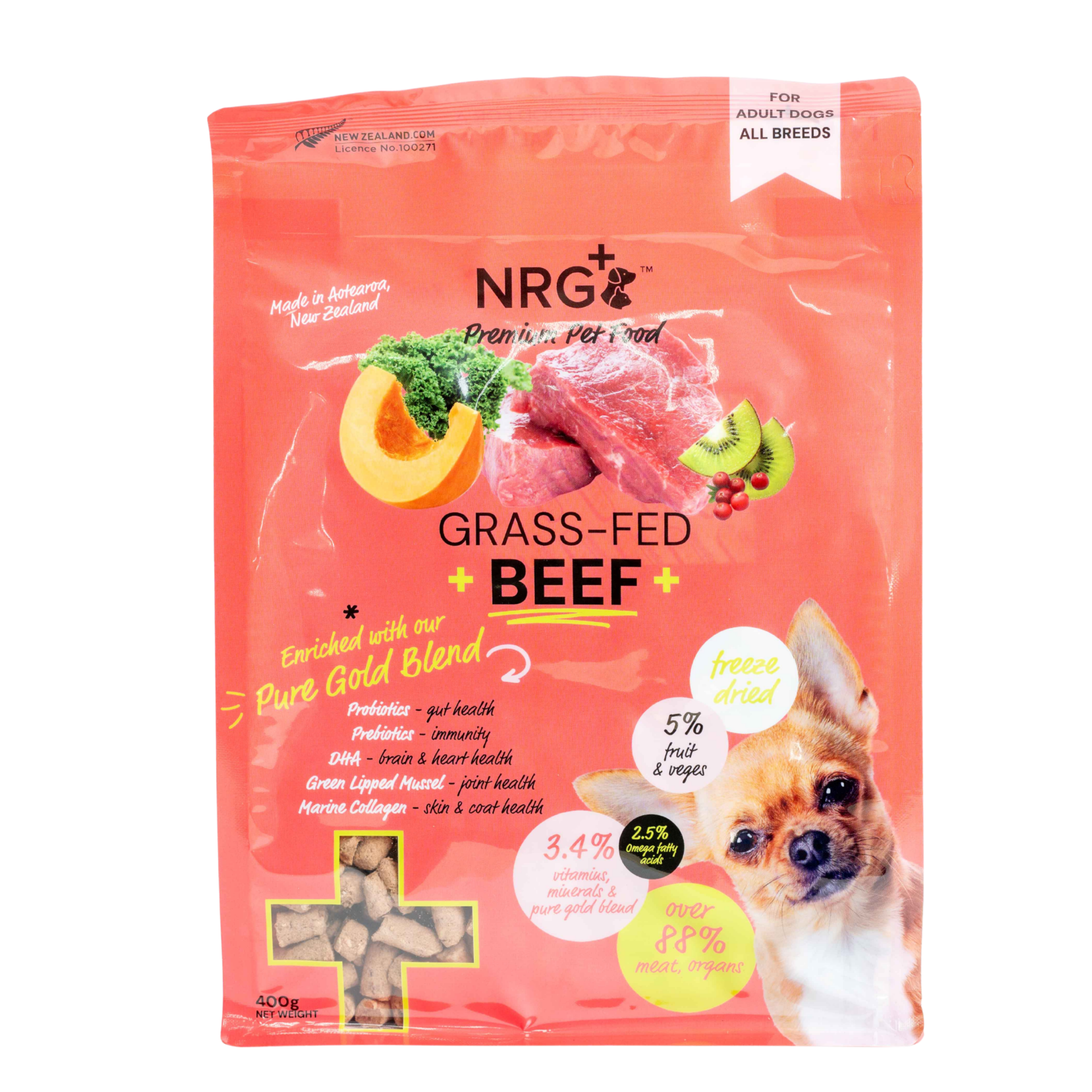 NRG+ Pure Gold Blend Beef Freeze Dried Dog Food Petdirect