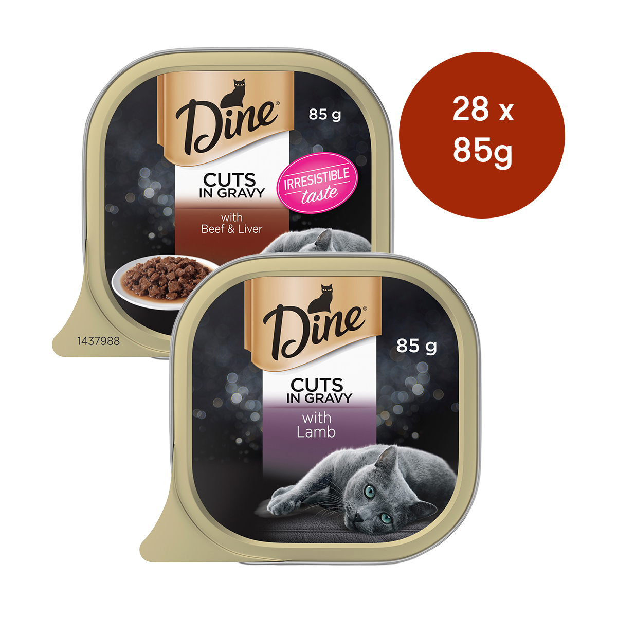 Dine Cuts In Gravy Beef & Liver + Lamb Wet Cat Food Bulk Bundle Pet