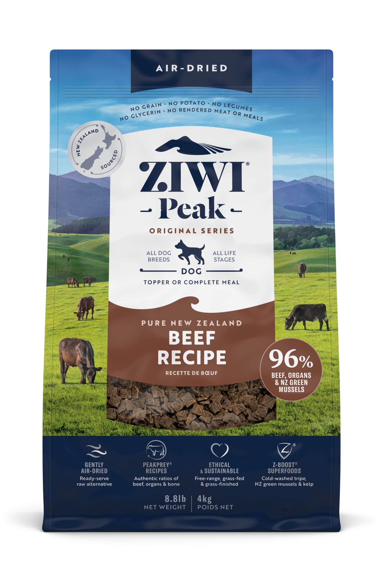 ZIWI Peak Air Dried Beef Recipe 1Kg 3袋 ZIWI Peak Beef Air Dried Dog Food - Petdirect