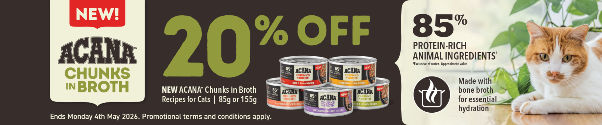 01CT - 20% off Acana Cat Food Category Banner April 2026