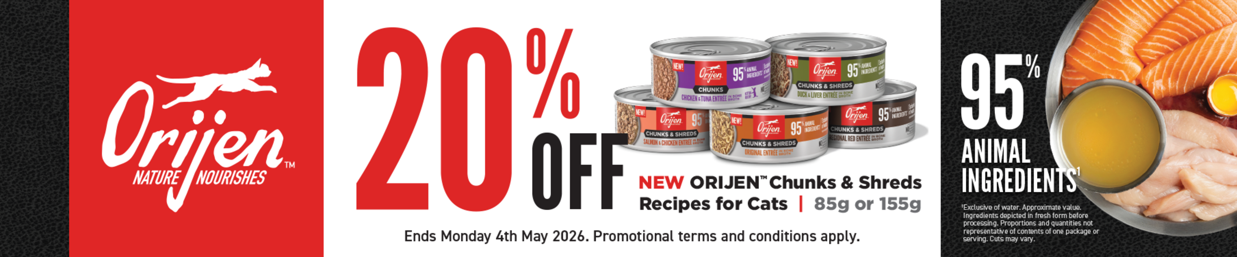 2BR - 20% off Orijen Cat Food Brand Banner April 2026