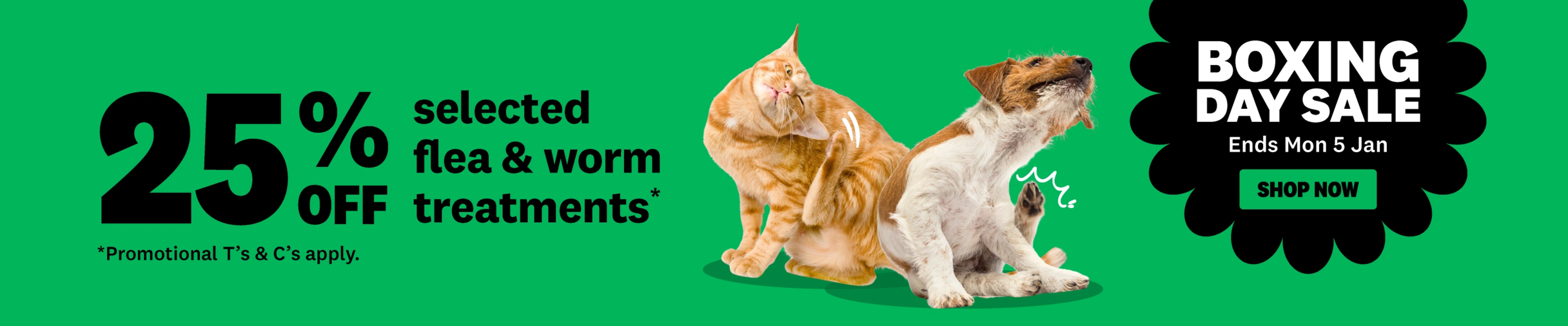 01CT 25% Boxing Day Flea Cat Category Banner Dec 2025