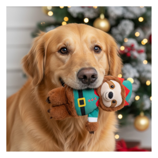 Winter Paws Christmas Elf Sloth Dog Plush Toy