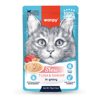 Wanpy Stew Adult Tuna & Shrimp in Gravy Wet Cat Food