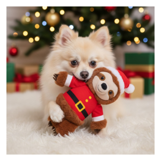 Winter Paws Christmas Santa Sloth Dog Plush Toy