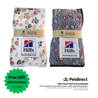 Hill's Paw Print Pet Blanket - Free Gift with $100+ spend on Hill's Cat diets, or $150+ spend on Hill's Dog diets.  Promotional T&Cs apply. Limit one per order - GWP
