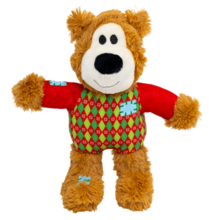 KONG Holiday Wild Knots Red Sweater Bear Dog Toy