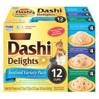 Inaba Dashi Delights Seafood Cat Wet Food Topper Variety Pack