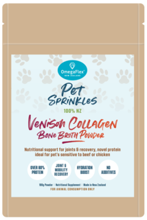 OmegaFlex Pet Sprinkles Cat & Dog Venison Collagen Bone Broth Powder