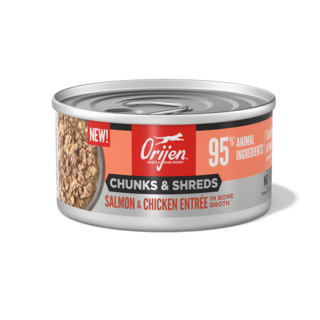 Orijen Salmon & Chicken Entrée Chunks & Shreds in Bone Broth Wet Cat Food