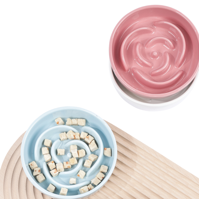 M-PETS Serene Ceramic Rose Slow Feeder Cat & Dog Bowl - Product Image 6