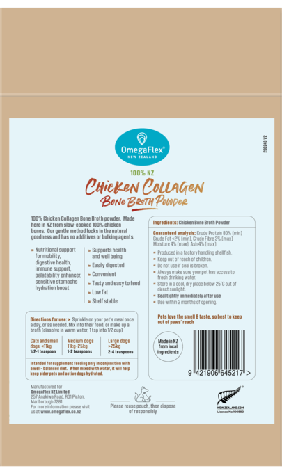 OmegaFlex Pet Sprinkles Cat & Dog Chicken Collagen Bone Broth Powder - Product Image 1