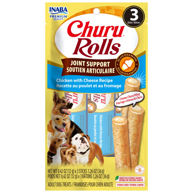 Inaba Churu Rolls Joint Support Chicken with Cheese Recipe Dog Treats - Product Image
