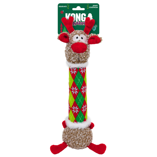 KONG Holiday Shakers Luvs Argyle Reindeer Dog Toy - Product Image 3