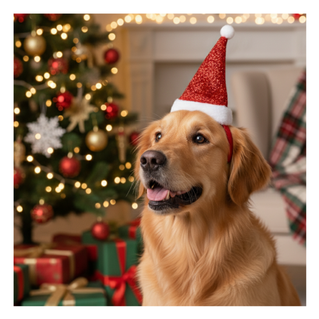 Winter Paws Christmas Santa Dog Costume Headband - Product Image