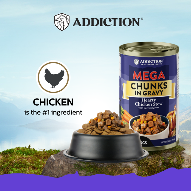 Addiction MEGA Hearty Chicken Stew Gravy Wet Dog Food - Product Image 1