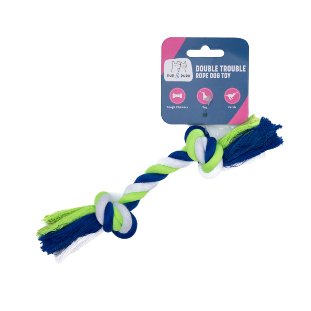 Pup & Purr Double Trouble Two Knot Rope Dog Toy - Product Image 1