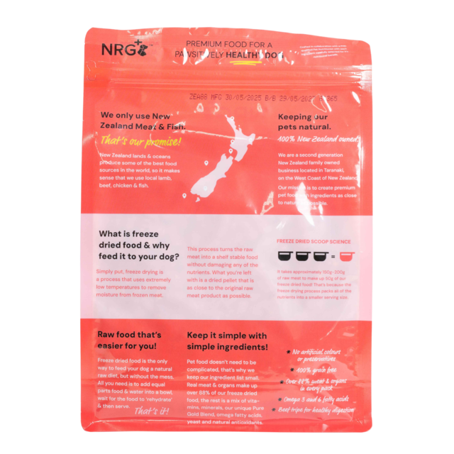 NRG+ Pure Gold Blend Beef Freeze Dried Dog Food - Product Image 1