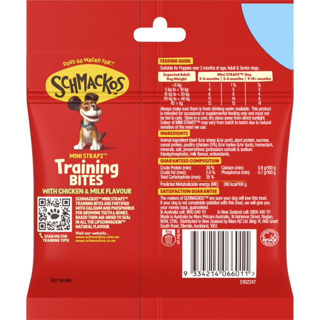 Schmackos Mini Strapz Training Bites with Chicken & Milk Dog Treats - Product Image 1