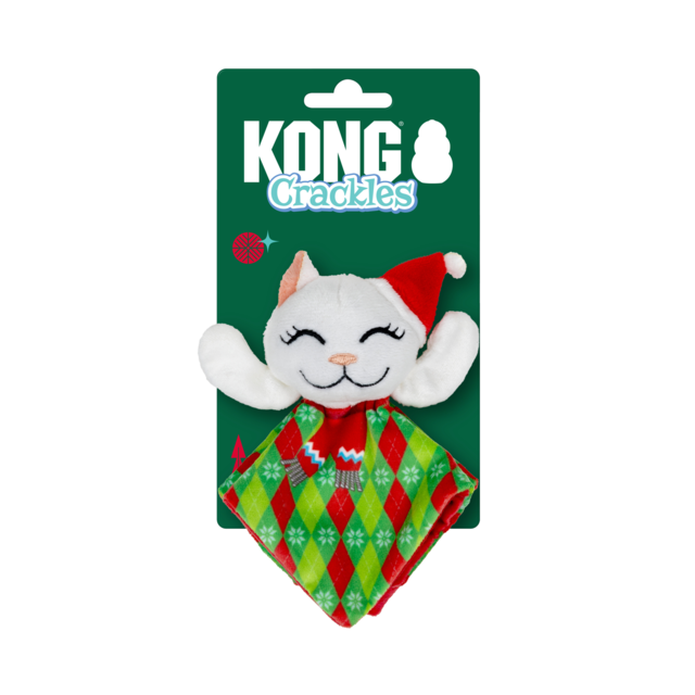 KONG Holiday Crackles Santa Kitty Argyle Cat Toy - Product Image 3