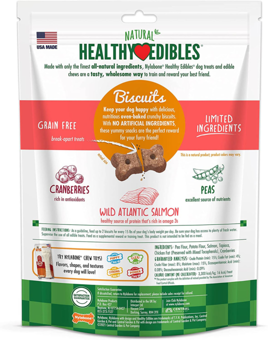 Nylabone Healthy Edibles Biscuits Salmon Dog Treats - Product Image 1