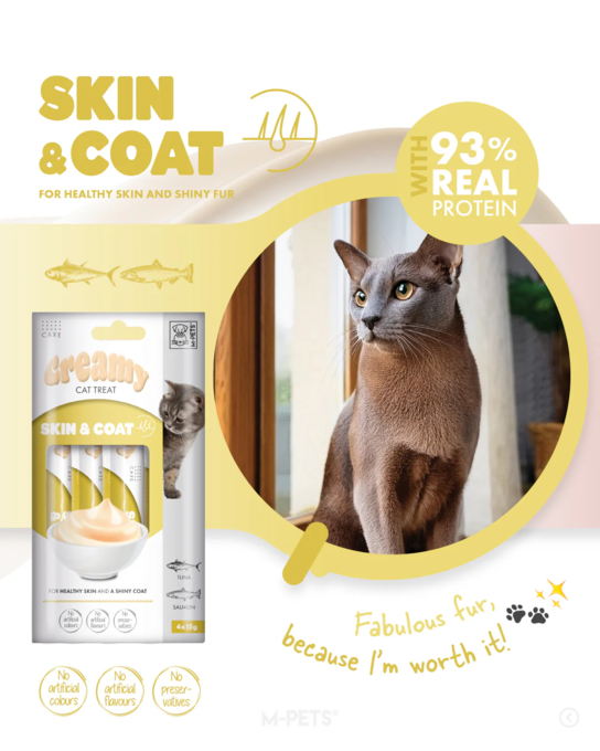 M-PETS Creamy Skin & Coat Tuna & Salmon Cat Treats - Product Image 1