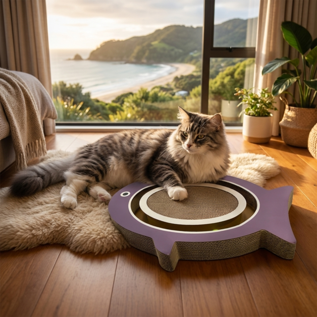 Pup & Purr Finn The Fish Oval Cardboard Cat Scratcher - Product Image 4