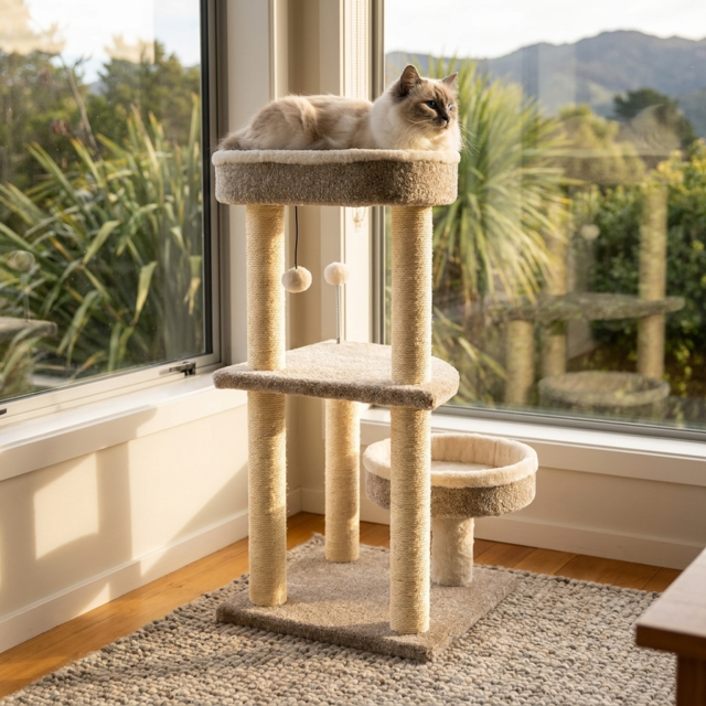 Coco & Cooper Willow Multi-Level Carpet Cat Tower - Product Image 3