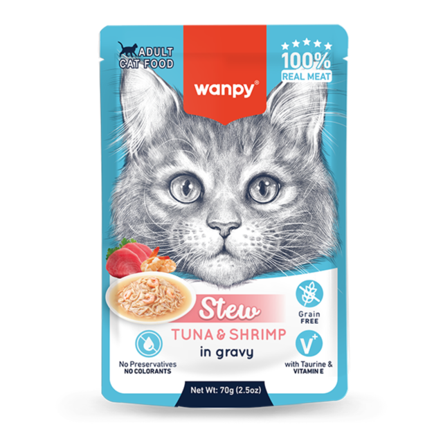 Wanpy Stew Adult Tuna & Shrimp in Gravy Wet Cat Food - Product Image