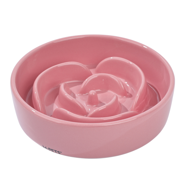 M-PETS Serene Ceramic Rose Slow Feeder Cat & Dog Bowl - Product Image 1