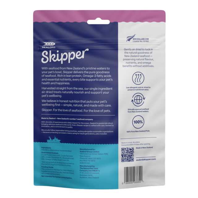 Sealord Skipper Hoki Skin Cubes Air Dried Dog Treats - Product Image 2