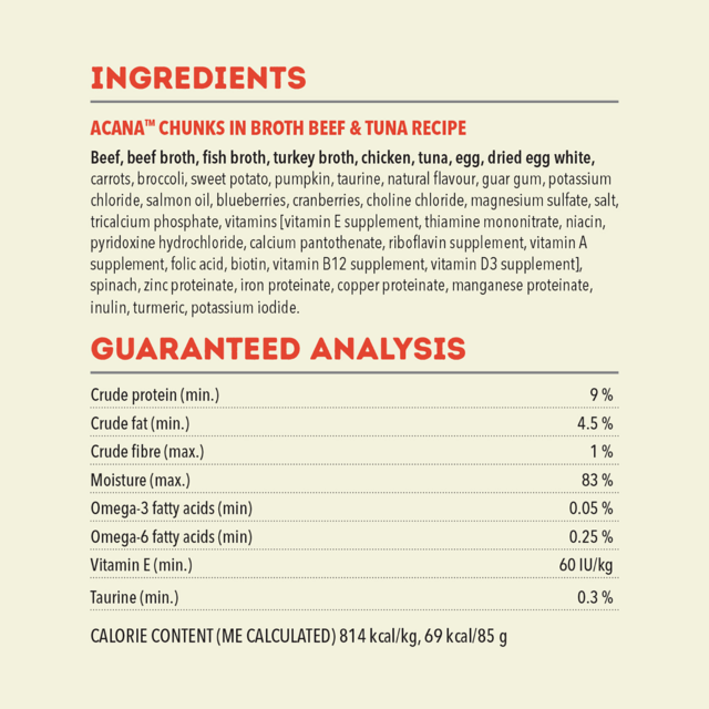 ACANA Beef & Tuna Recipe Chunks in Broth Wet Cat Food - Product Image 4