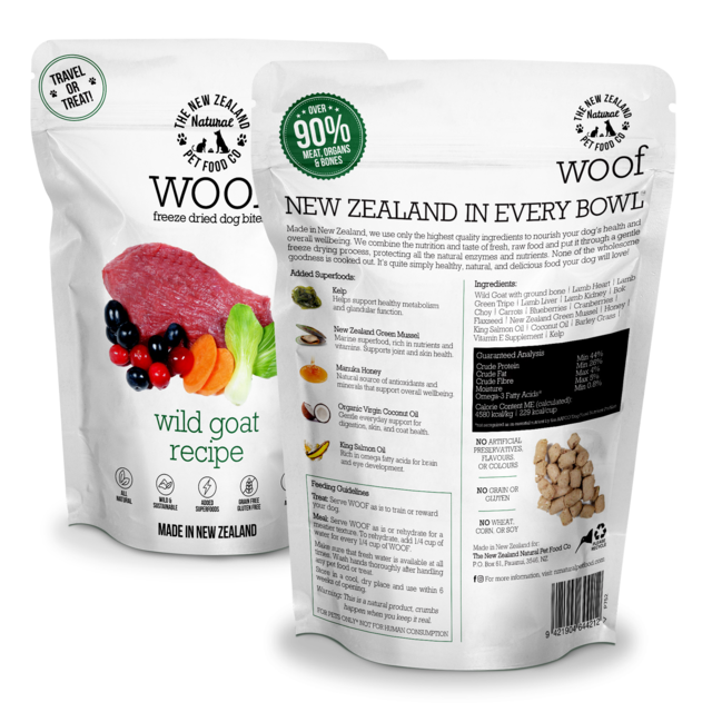 The NZ Natural Pet Food Co WOOF Wild Goat Freeze Dried Dog Food - Product Image 1