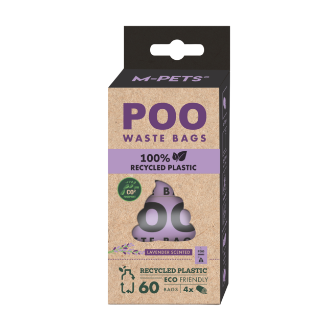 M-PETS POO Waste Bags Lavender Scented Rrecycled Plastic Dog Poop Bags  - Product Image