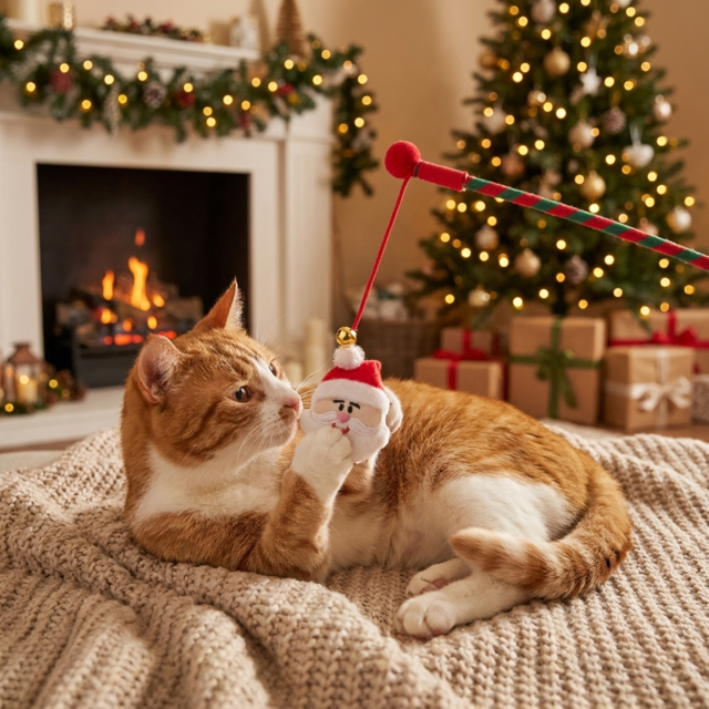 M-PETS Christmas Santa Wish Plush Cat Wand - Product Image 4