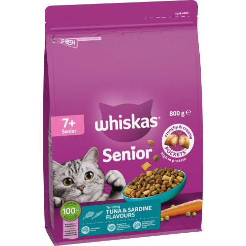 Whiskas Senior 7+ Tuna & Sardine Dry Cat Food - Product Image