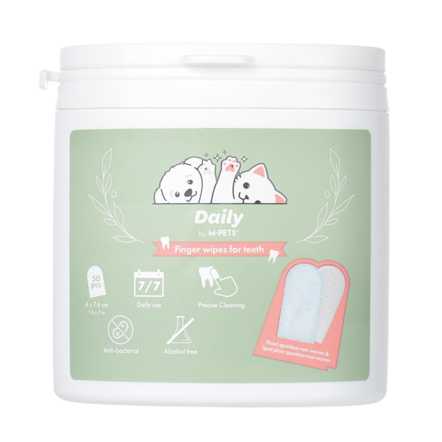 M-PETS Daily Double Sided Cat & Dog Dental Finger Cleaning Wipes - Product Image
