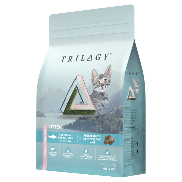 Trilogy Grain Free Barramundi with Tuna & Freeze Dried Lamb Kitten Dry Cat Food - Product Image 1