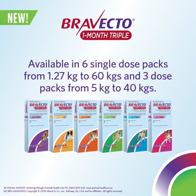 Bravecto 1 Month Triple Flea & Worm Treatment for Dogs - Product Image 2