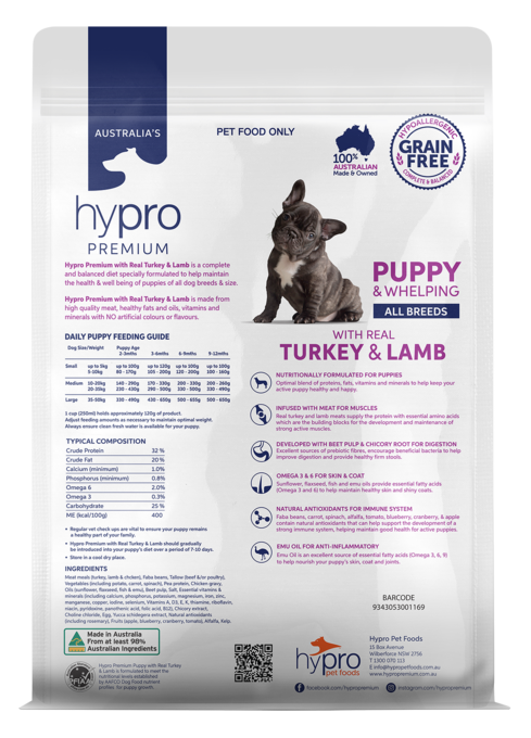 Hypro Premium Grain Free Puppy & Whelping Turkey & Lamb Dry Dog Food - Product Image 7