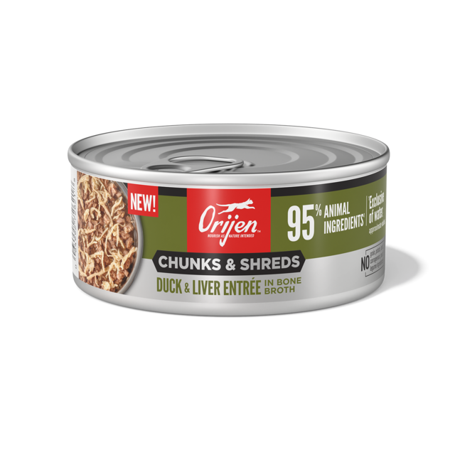 Orijen Duck & Liver Entrée Chunks & Shreds in Bone Broth Wet Cat Food - Product Image 7