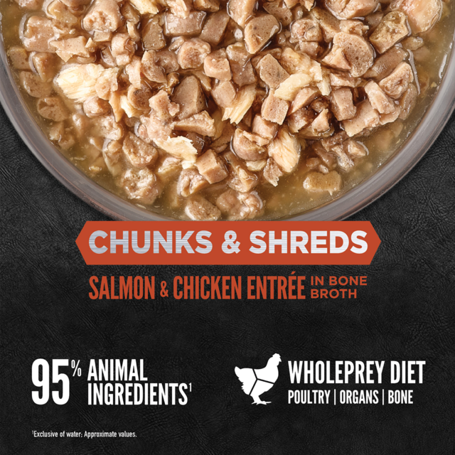 Orijen Salmon & Chicken Entrée Chunks & Shreds in Bone Broth Wet Cat Food - Product Image 1
