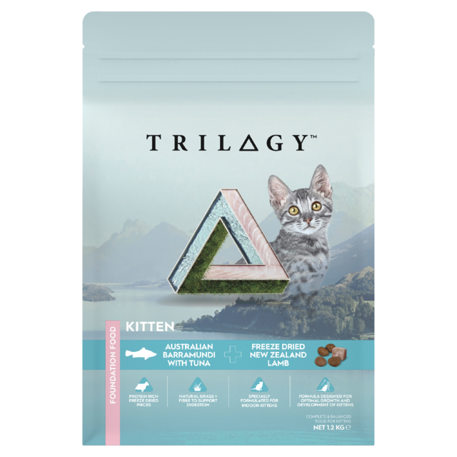 Trilogy Grain Free Barramundi with Tuna & Freeze Dried Lamb Kitten Dry Cat Food - Product Image
