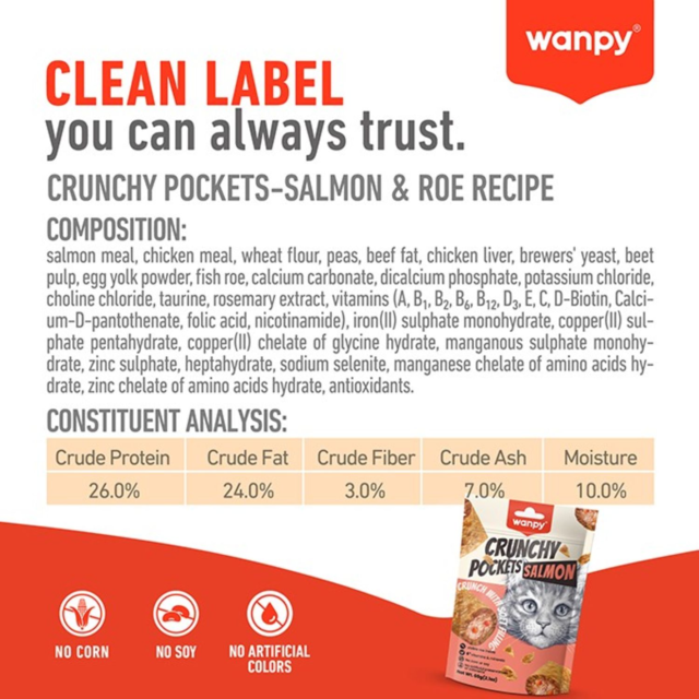Wanpy Crunchy Pockets Salmon & Roe Cat Treats - Product Image 4