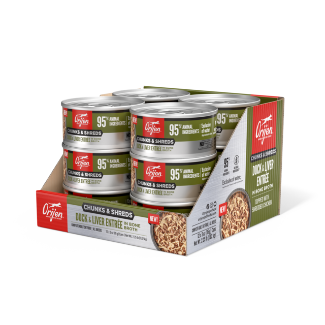 Orijen Duck & Liver Entrée Chunks & Shreds in Bone Broth Wet Cat Food - Product Image 6