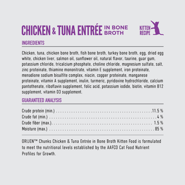 Orijen Kitten Chicken & Tuna Entrée Chunks in Bone Broth Wet Cat Food - Product Image 4