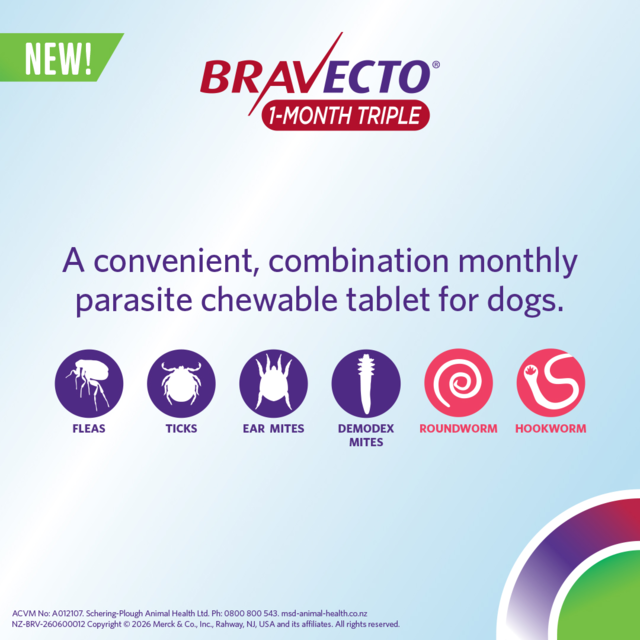 Bravecto 1 Month Triple Flea & Worm Treatment for Dogs - Product Image 5