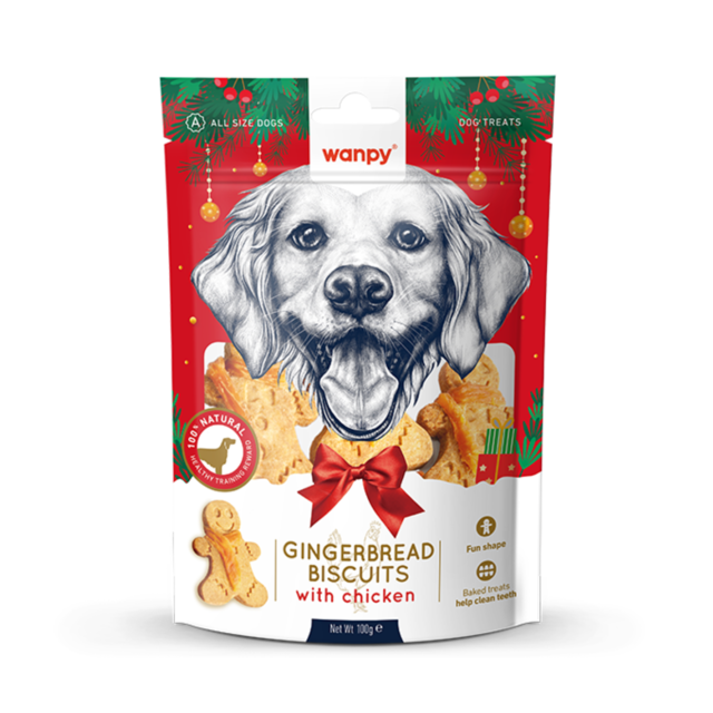 Wanpy Gingerbread Biscuits with Chicken Dog Treats - Product Image