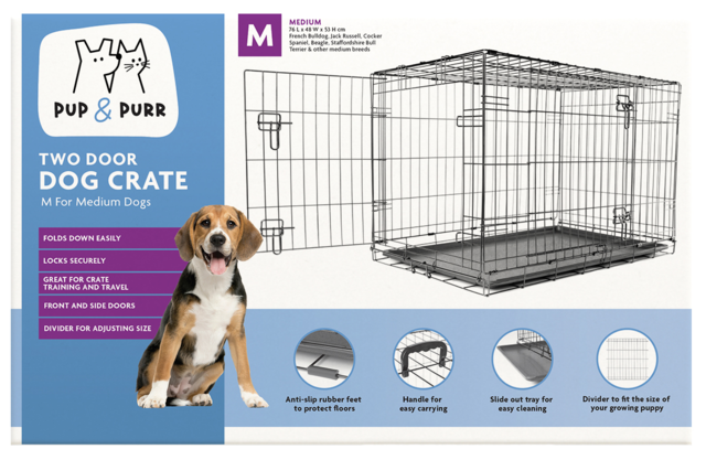 Pup Purr Double Door Dog Crate with Divider Petdirect